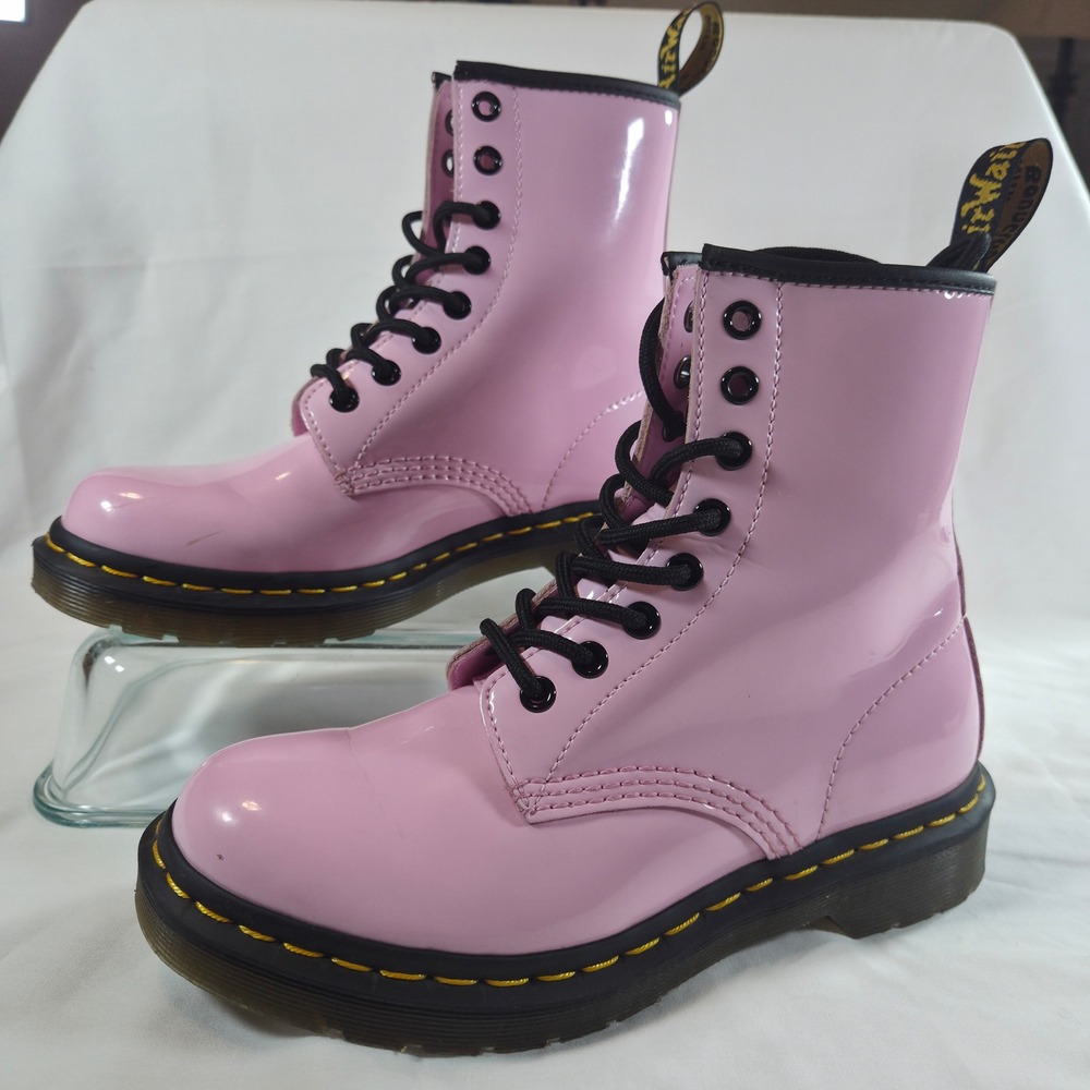 Dr. Martens Women 1460 W Boot Size 6 Pink Patent Leather Combat Boots